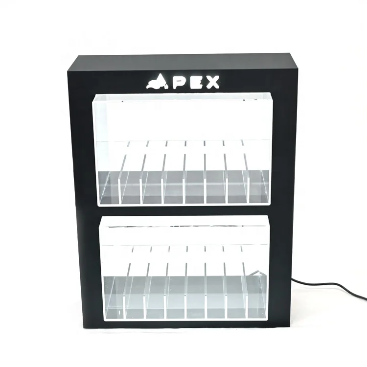 Custom LED Acrylic Smoke Shop Decoration Accessories Counter Tabletop Tobacco Display Stand Case