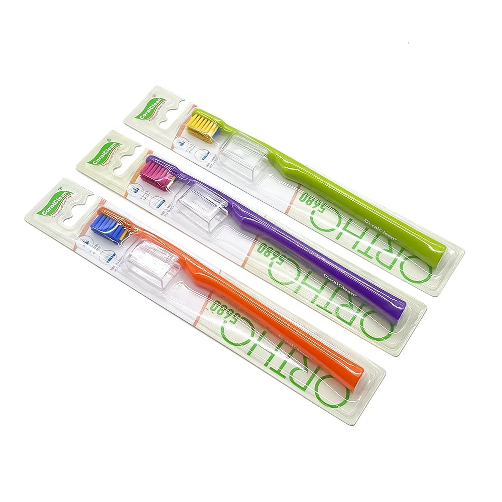 Customized Logo Oral Hygiene Care Orthodontic Tooth Brushes V-shaped Soft Bristles Dental Ortho Toothbrush for Braces