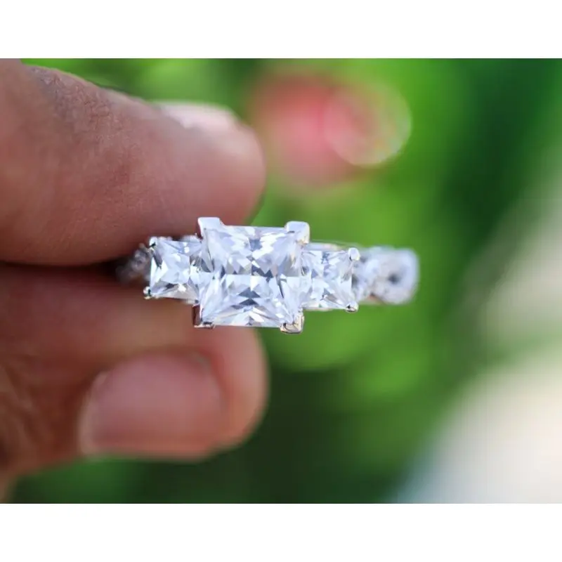 White Gold Princess Cut Diamond Ring Indian Manufacturer Wholesale Price Jewelry Customized 14K Natural Gold Real Diamond Ring
