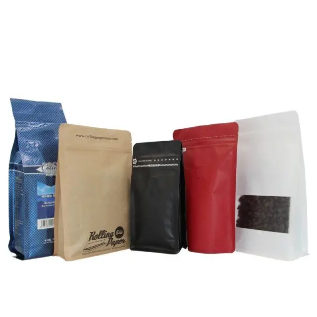 Custom Printed Matt Black Aluminum Foil 125g 250g 340g 500g 1kg 12 oz Plastic Flat Bottom Coffee Packaging Bag With Air Valve