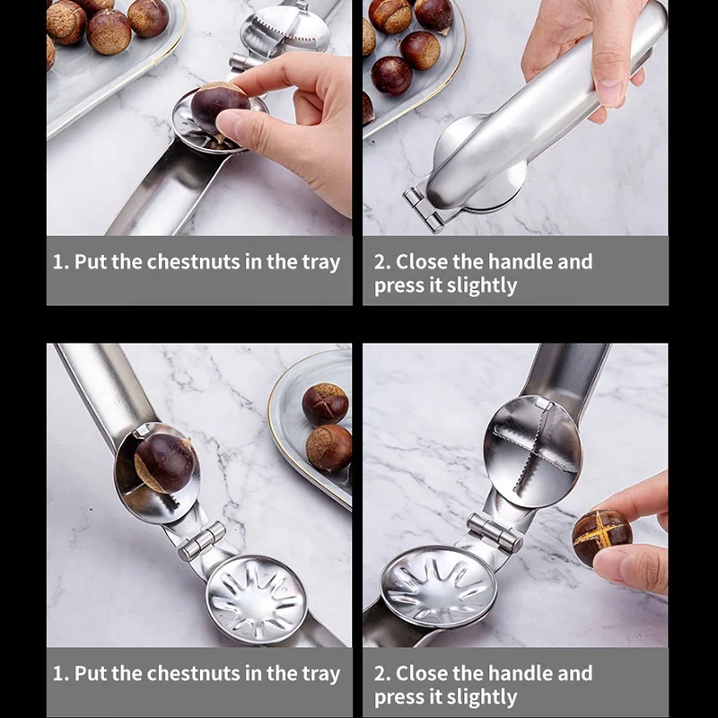 Nut Opener Cutter Gadgets 2 In 1 Quick Chestnut Clip Walnut Pliers Metal Nutcracker Sheller Kitchen Tools Stainless Steel