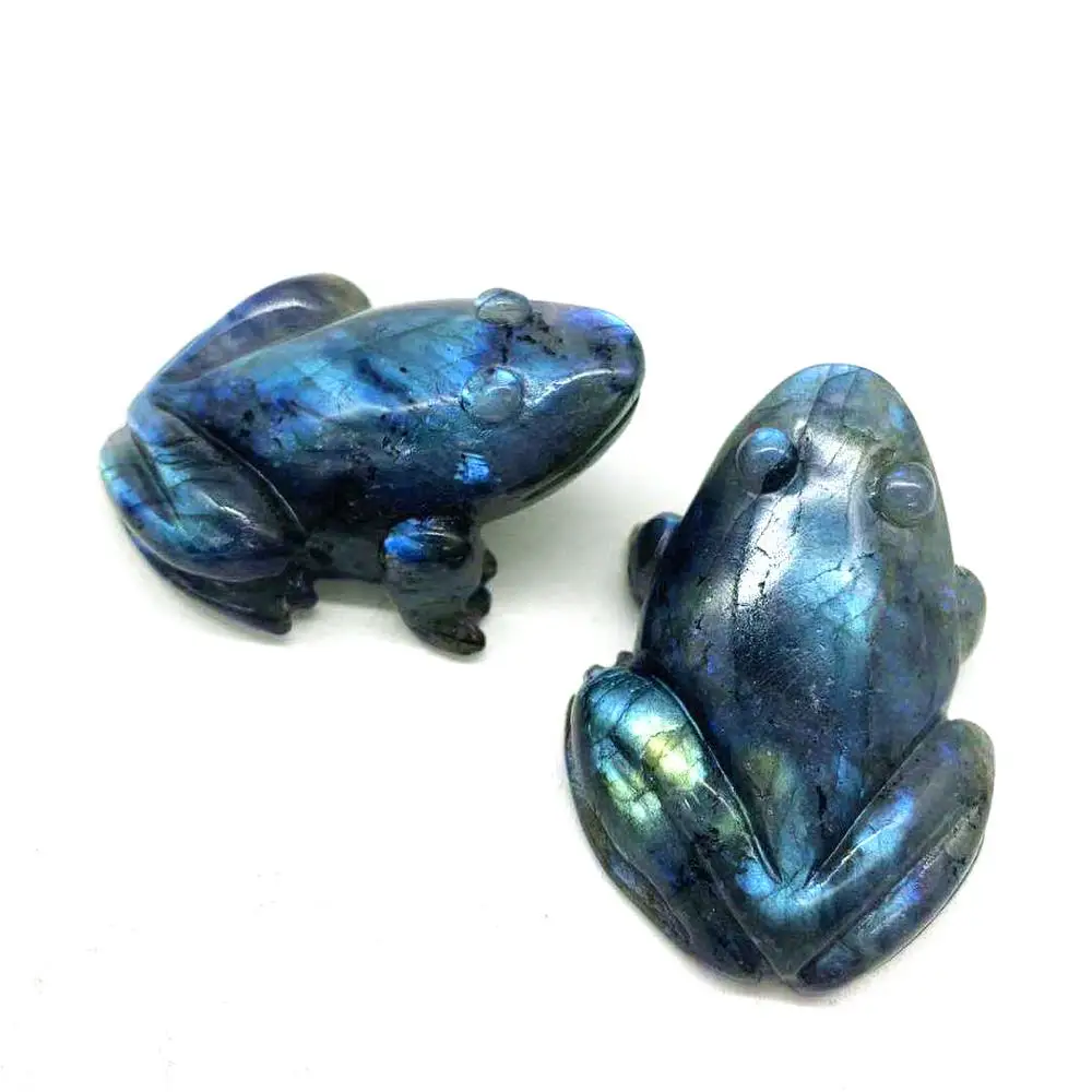 new product natural hand carved labradorite frog aura crystal black lovely cute frog crystal crafts for home decoration