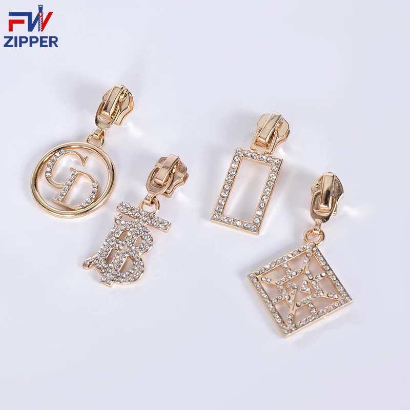 Excellent Quality different styles No.5 Gold plating metal zipper puller nylon zipper head slider for tent luggage