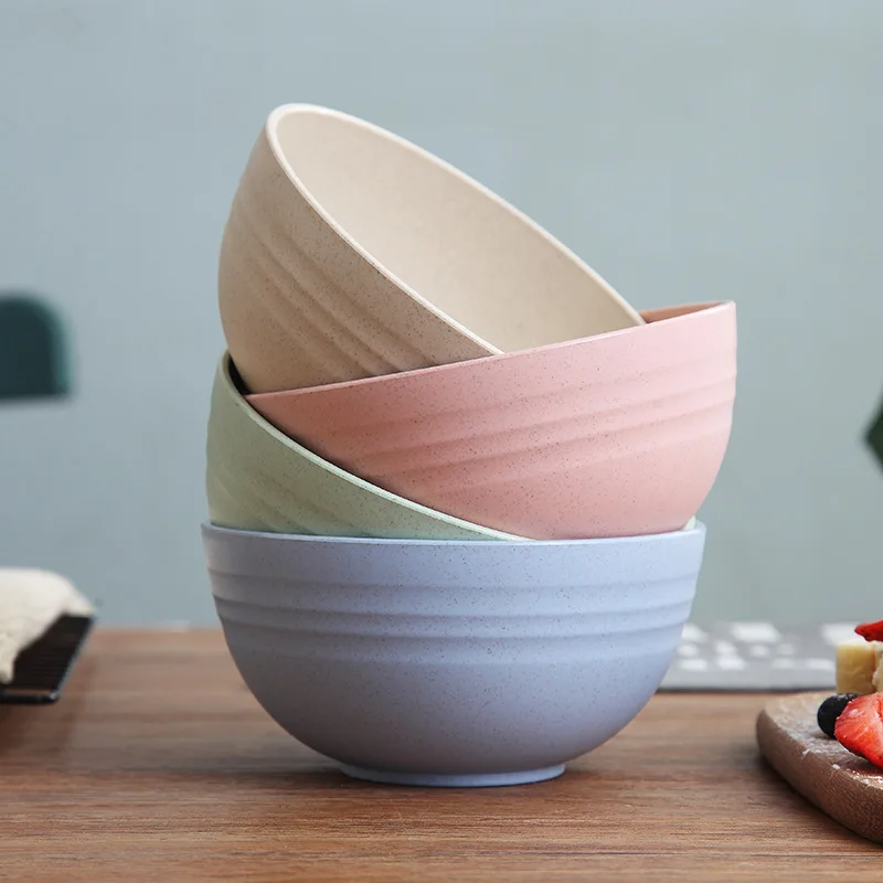Wholesale Eco-Friendly Wheat Straw Colorful Bowls stripe microwavable safe packing Lightweight