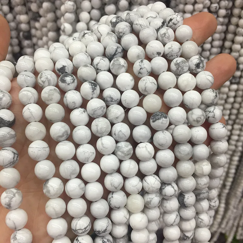 Оптовая продажа натуральный цвет белый камень свободные бусины howlite для изготовления браслетов ювелирных изделий