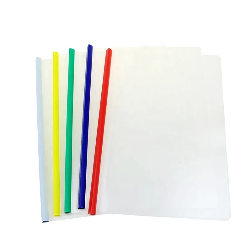 Office A4 Clear Transparent Plastic 1.0cm File Folder with Colorful Rod 18C High Quality Report File Folder