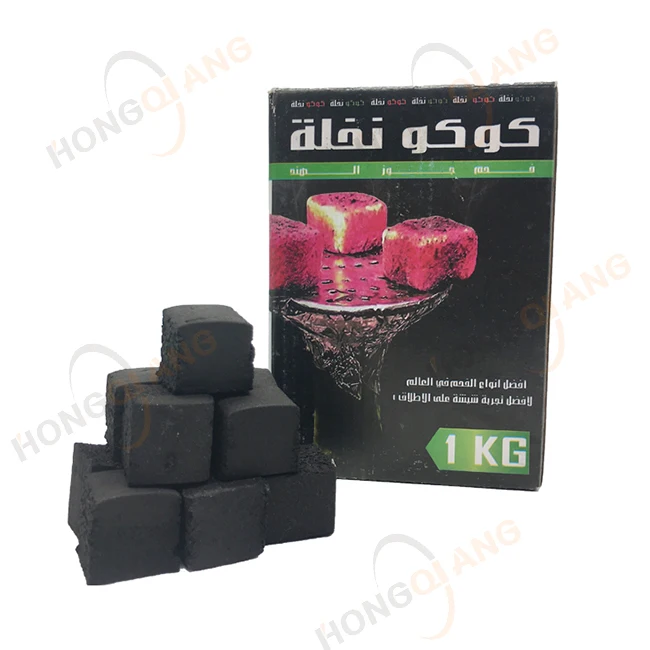 HQHC0025 HongQiang charcoal manufacturer low ash coconut shell cubes briquette charcoal for shisha hookah