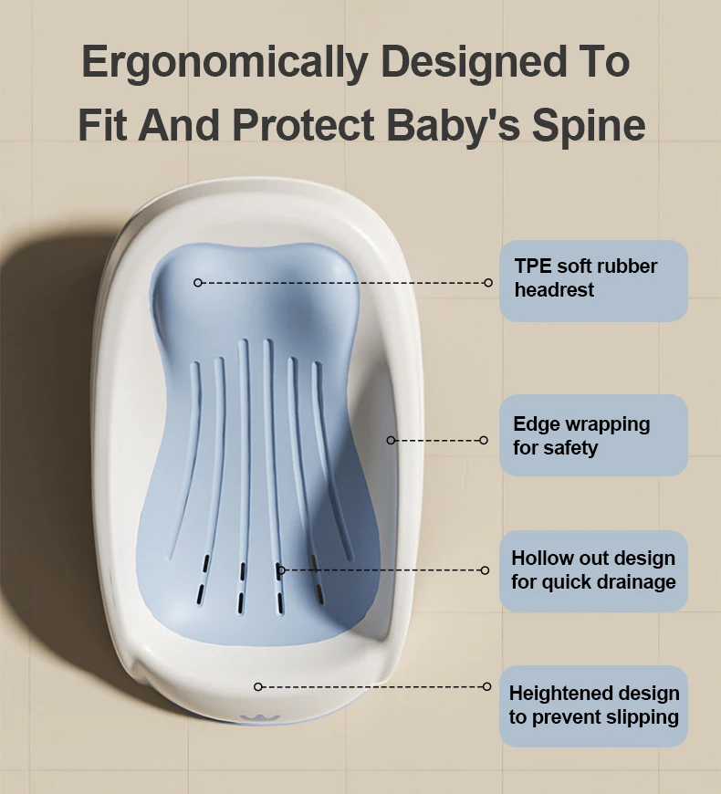foldable baby bathtub support newborn infant bather portable anti-slip plastic TPE baby bath shower seat with stand