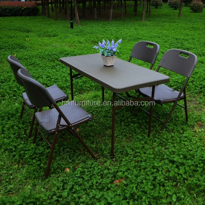 4ft Lifetime Plastic Regular Folding Table With Rattan Design