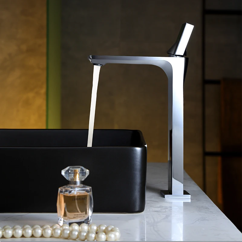 AMAXO polished chrome single hole single handle the brass hight  mixer long basin faucet