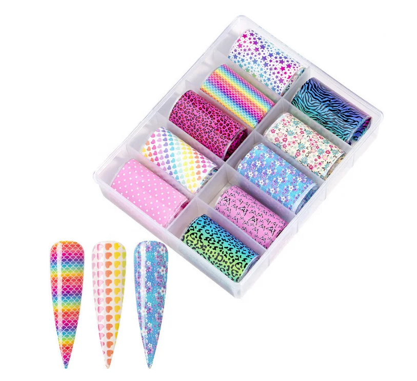 
10 pcs/set DIY New Design Nail Art Transfer Sticker foil 