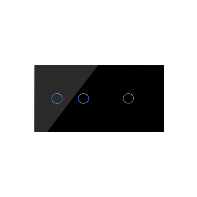 Настенный сенсорный выключатель света, 2 переключателя с 1 клавишей, сенсорный выключатель, европейская панель из закаленного черного и белого хрустального стекла