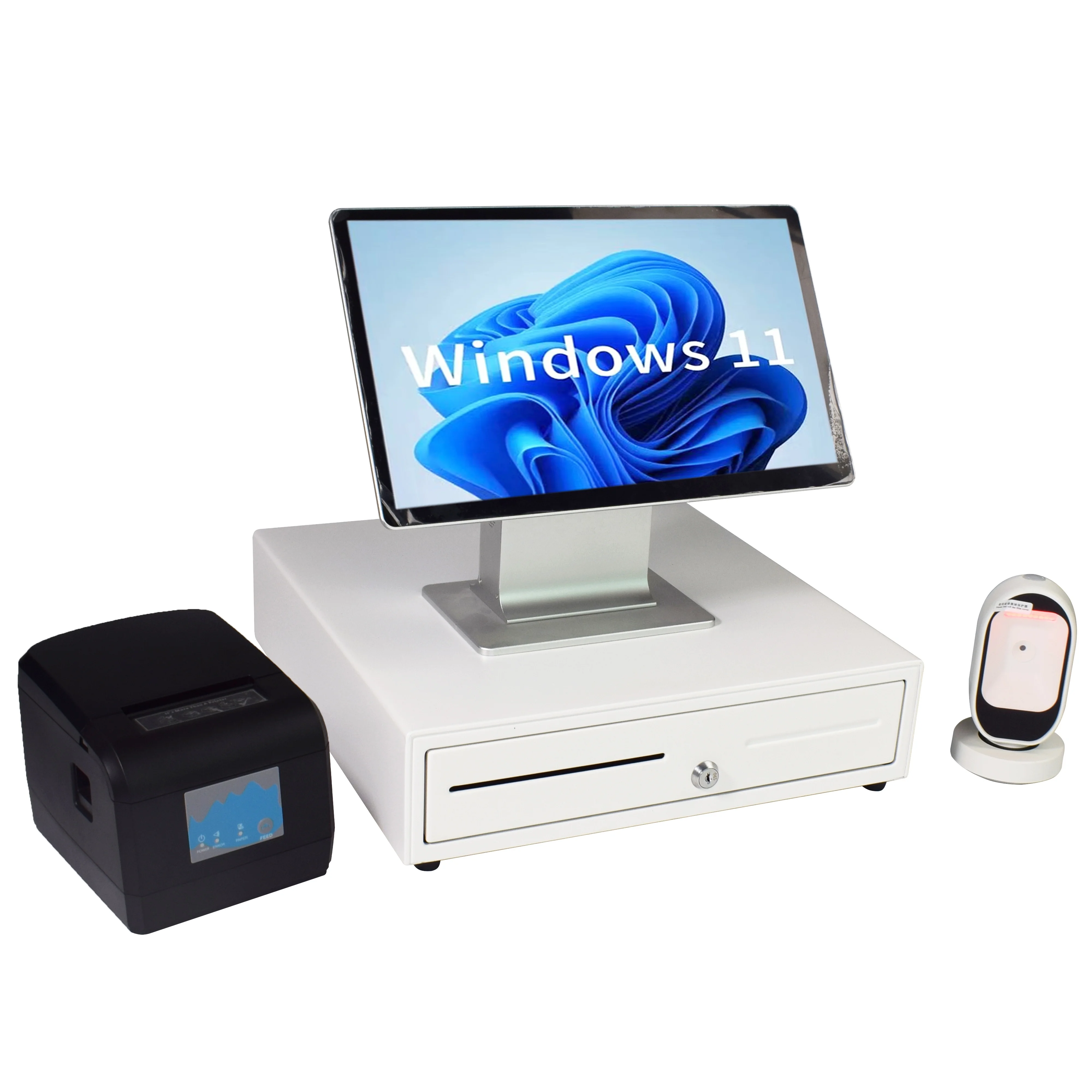15.6 Inch double Screen Android Cash Register Restaurant all in one POS Systems printer Machine for Supermarket with cash drawer