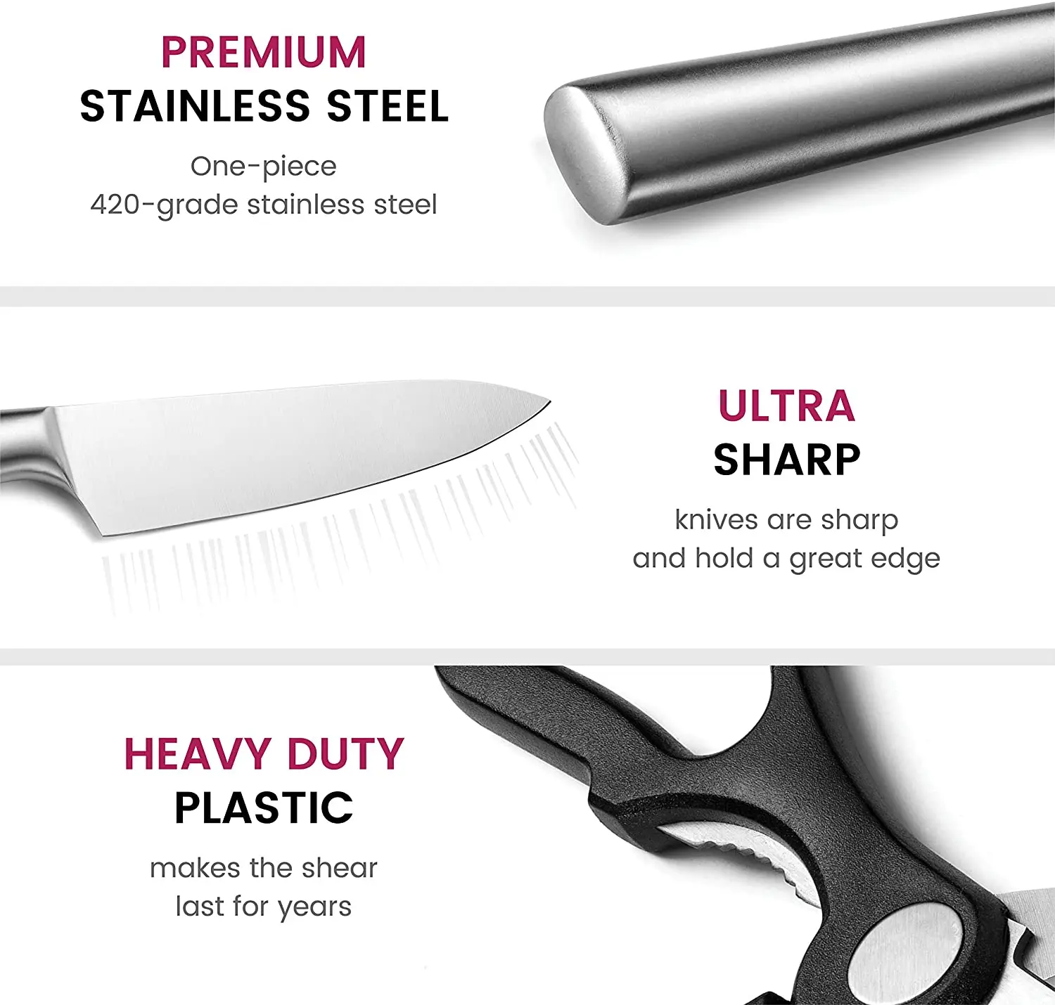 Hot sale kitchen accessories set 10 pieces stainless steel knife set with utensil holder