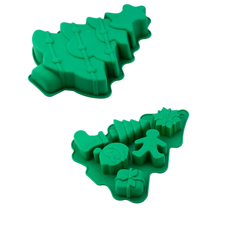 Christmas Tree and Snowman Cake Pan Silicone Gingerbread Man Chocolate Mold Baking Fabrication Services Christmas Molds