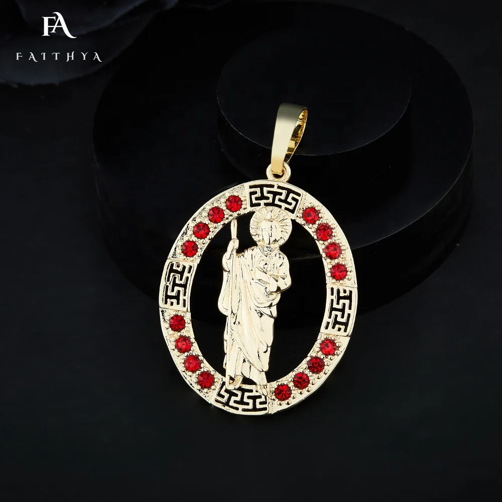 FP1081 классический стиль золотой ламинат 14 к Католическая Медаль надпись персонализированное ожерелье из Св. Джуда для мужчин и женщин