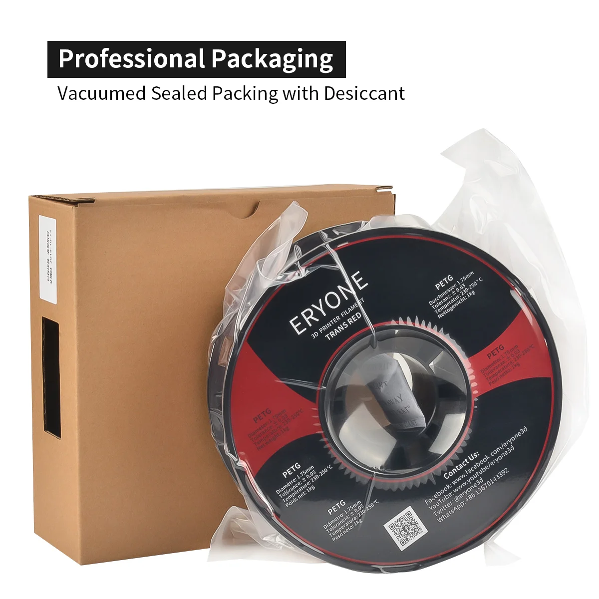 Eryone New Arrival Red PETG Bulk 3D Printing Filament 1KG Spool 1.75mm Premium OEM 3D Printer Raw Material