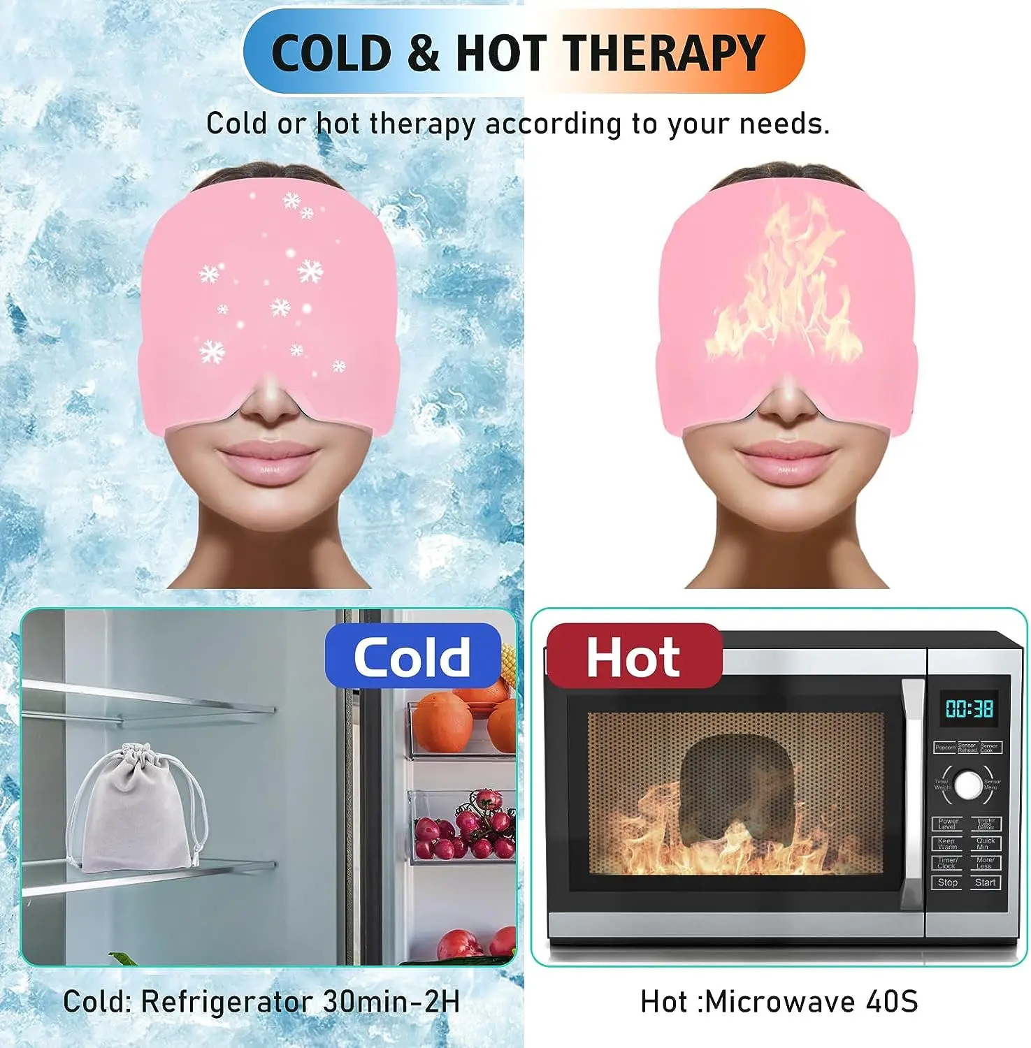 Medical Plastic Material Shipping Full Body Head Reusable Gel Ice Pack Cap For Hat