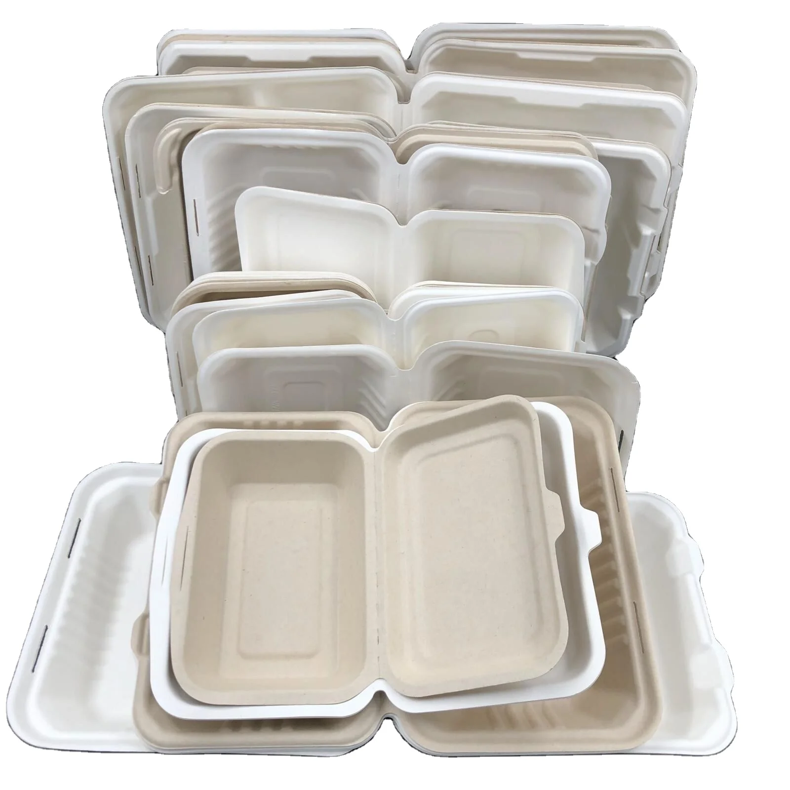 Sugarcane Biodegradable Tableware Take out clamshell Food Box Bagasse food box to go lunch