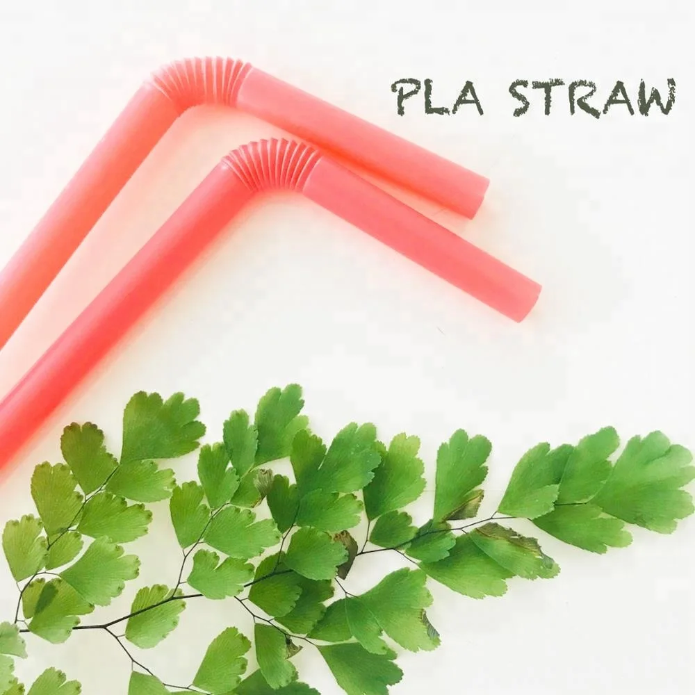 Colorful Biodegradable and Compostable Bent PLA Straw With printing