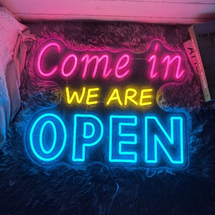 Come In We Are Open Neon Sign Custom Open LED Neon Light Home Wall Decor Restaurant Bar Coffee Shop Salon Decor Business Sign
