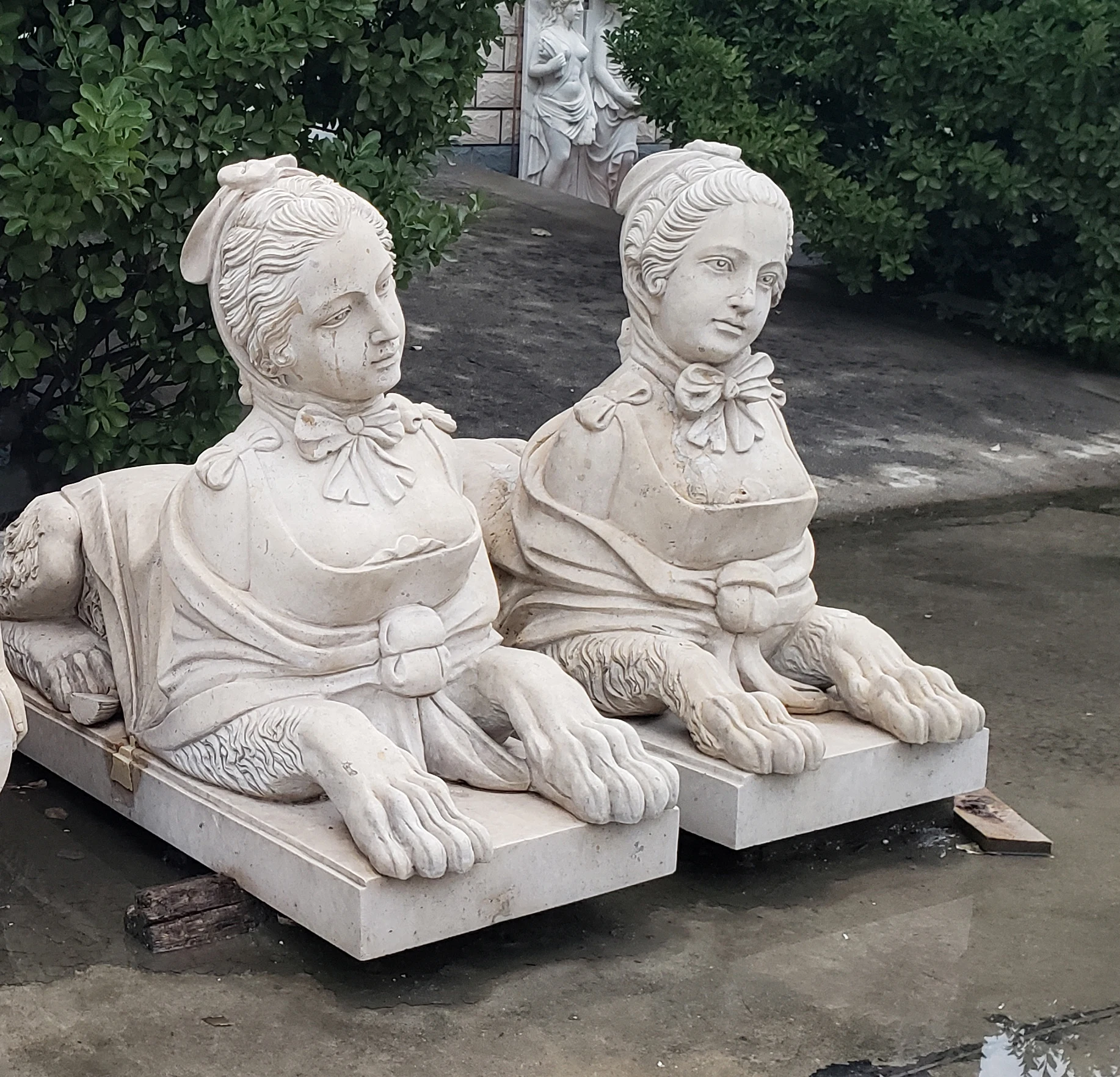 Egyptian Sphinx Statue for Garden Decoration Ancient Greek White Marble Statue