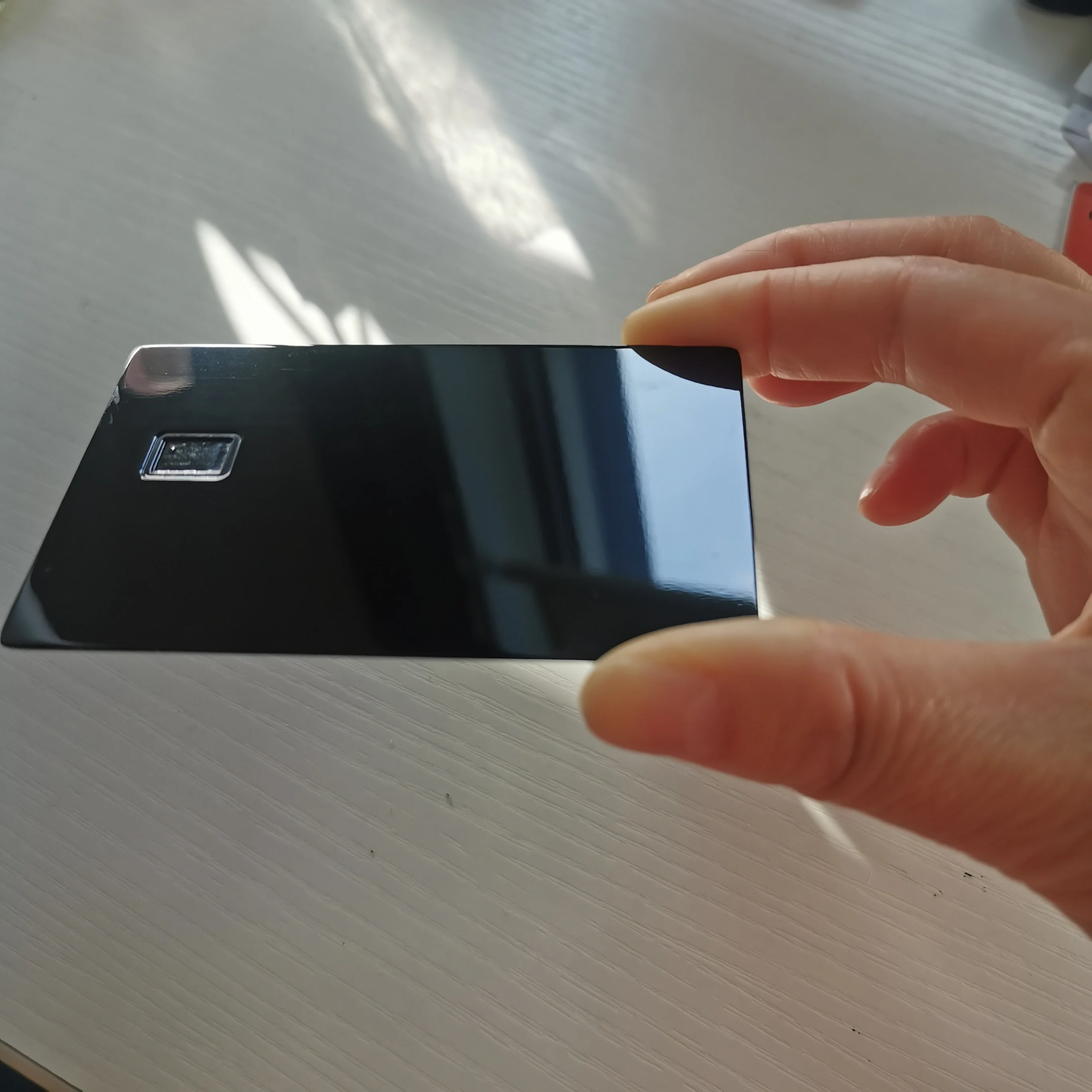 0.8mm Printable Blank Stainless Steel Black glossy Matte Metal Credit Card with Chip Slot and HICO Magnetic Strip