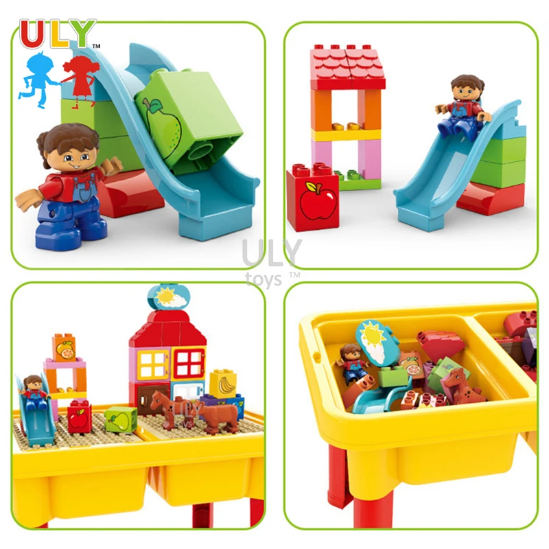 Multifunction Kids Plastic DIY Bricks Toy Study Playing Compatible  Building Blocks Table Set