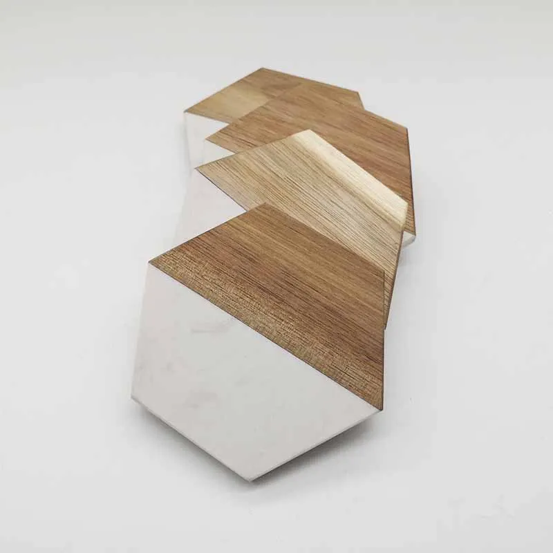 
Dinnerware New Design Hot selling Marble and Acacia Wood Hexagon Coaster Set 