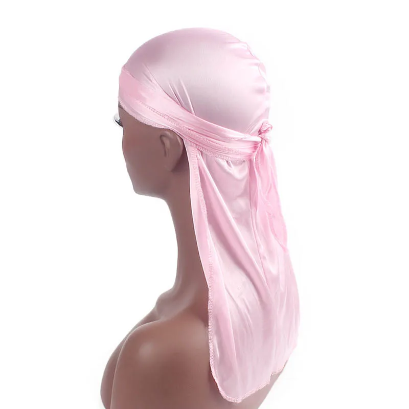 Модные индивидуальные банданы Genya для мужчин и женщин накидки Durags шляпа с волнистым длинным хвостом шелковые головные уборы атласные Durag дышащие мягкие