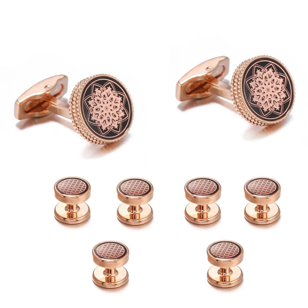 Последняя мода, запонки под смокинг, новый французский цветочный узор, 8 шт., набор запонков, мужской костюм, пуговицы, рукав, запонки