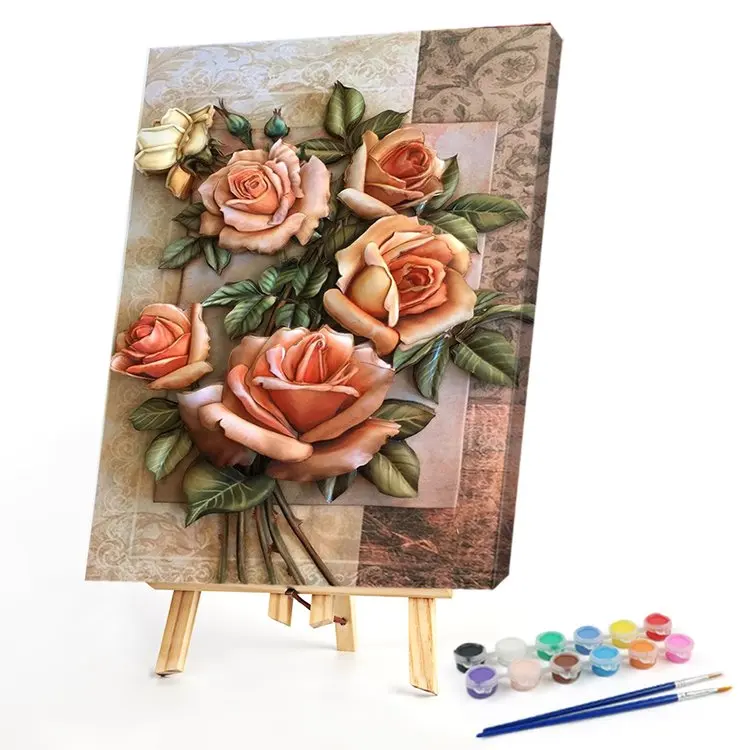 Роза цветок холст для живописи Безрамное масляной краской по номерам Wall Art плакаты Картина Набор для рукоделия подарок украшения дома гостиная