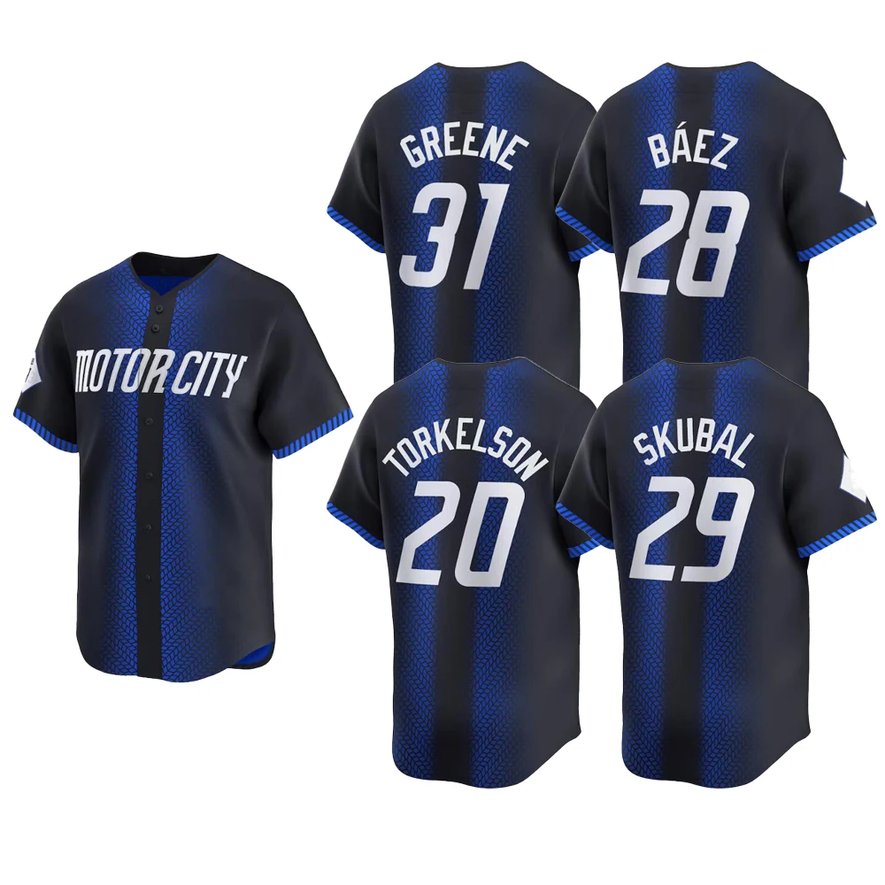 2024 City Baseball Jersey Detroit 20 Torkelson 28 Baez 29 Skubal 31 Greene 73 Miles