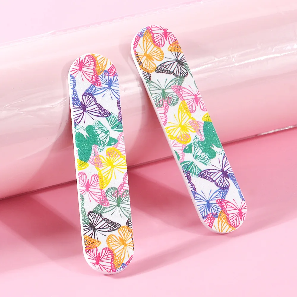 Wholesale Nail Supplies Painted Mini Nail File Portable Washable 100/180 Grit Thin Nail File