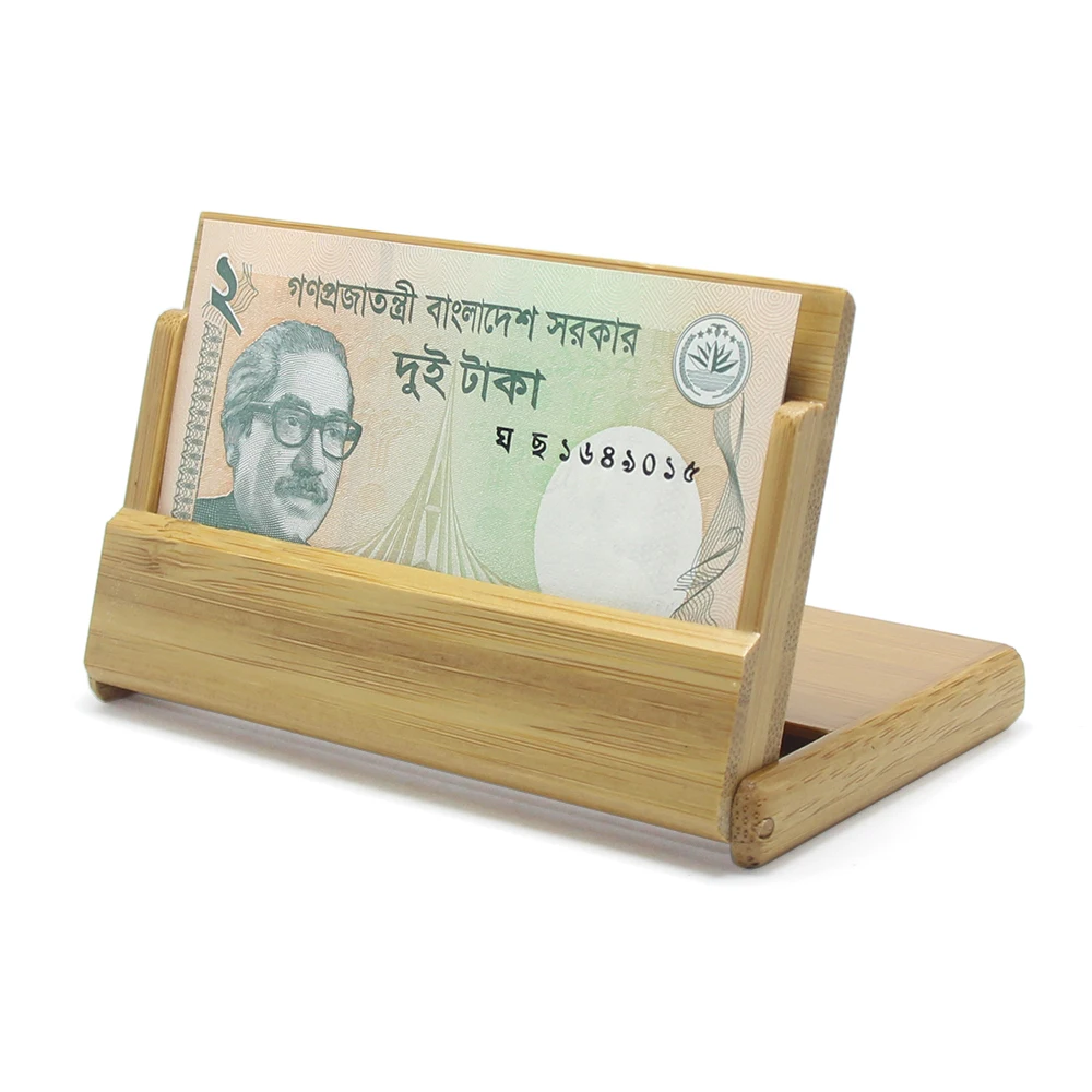 Bamboo Wood Table Business Cardholder Name ID Credit Cards Case Box Storage Desk Display Organizer Cardcase Bamboo Card Holder