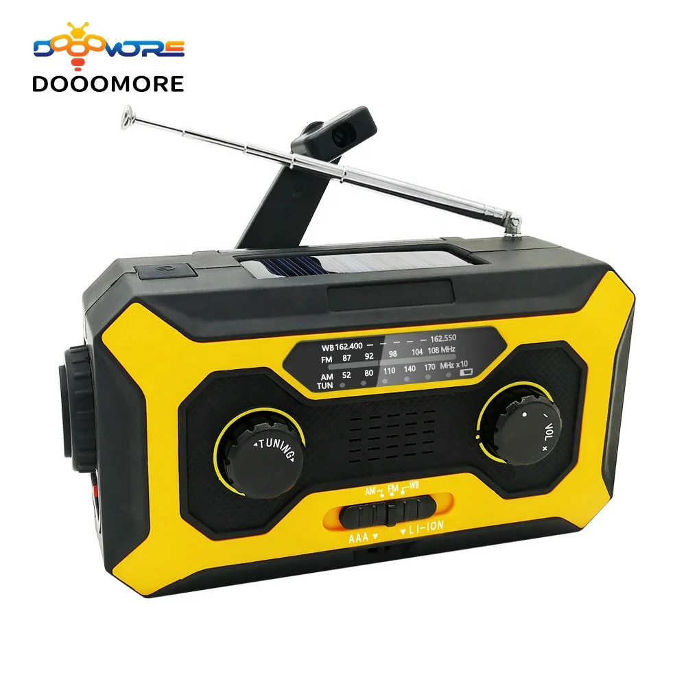 best quality solar hand crank dymano waterproof portable radio am/fm/wb weather alert portable solar music radios