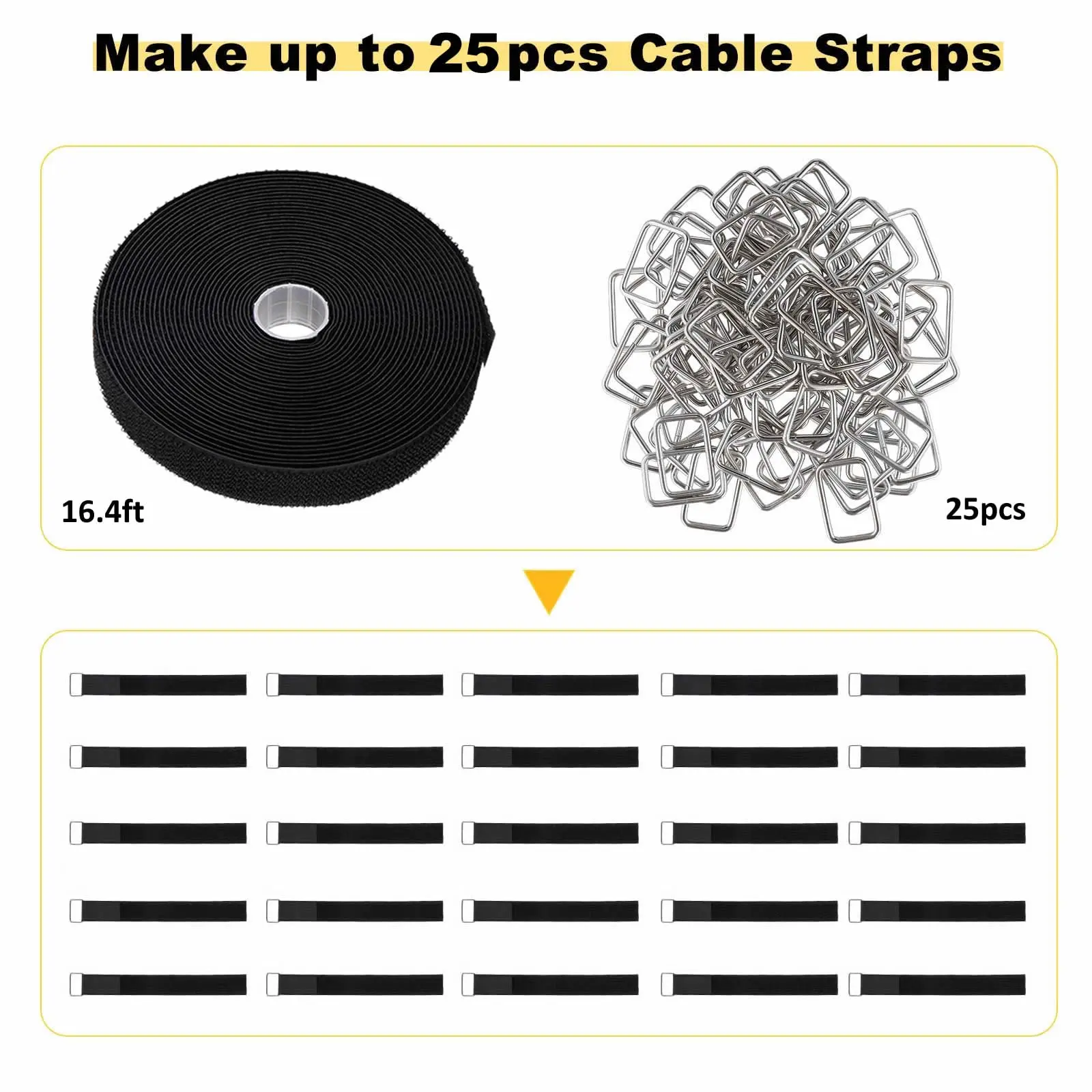 Hot Selling Black 2 in 1 Hook and Loop Straps Reusable Adjustable Fastening Nylon Securing Cord Ties for Organizer Storage