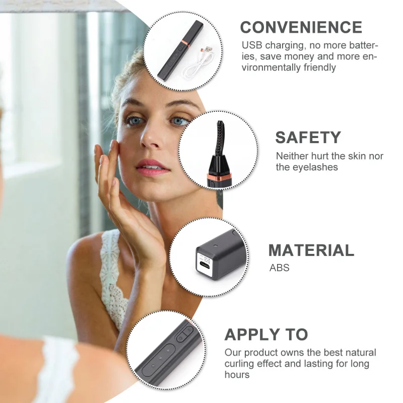 Heat Eyelash Curler With LED Indicator Light Private Label Beauty Tools Heated Mini Eyelash Curler