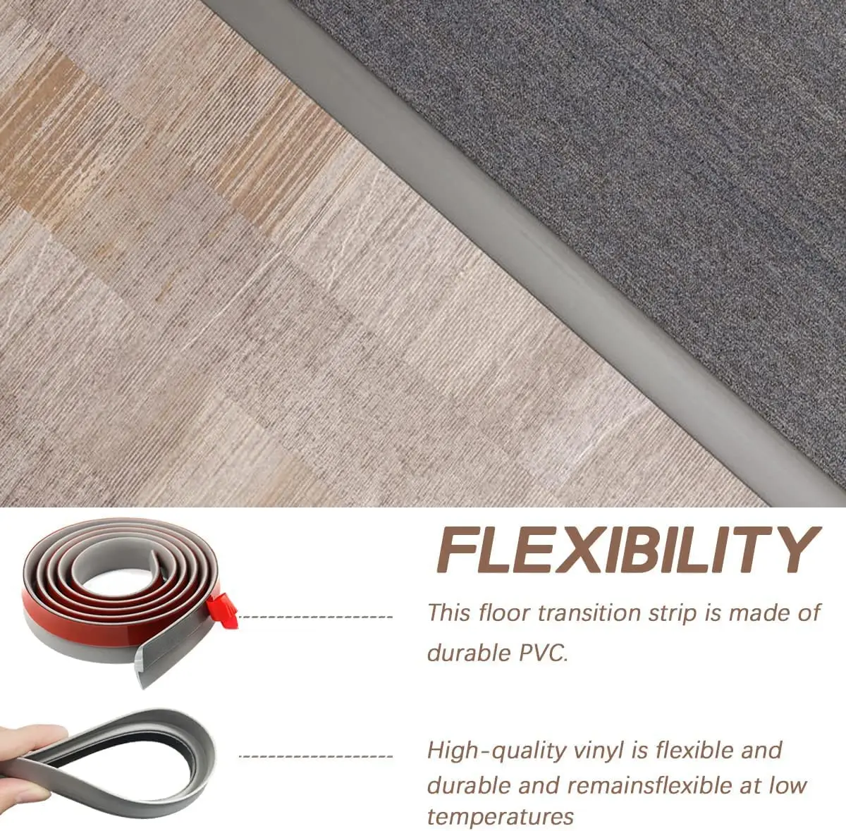 Wholesale Vinyl Plastic Flexible Pvc Floor Carpet Transition Strip Edging Trim Strip Capping Strip