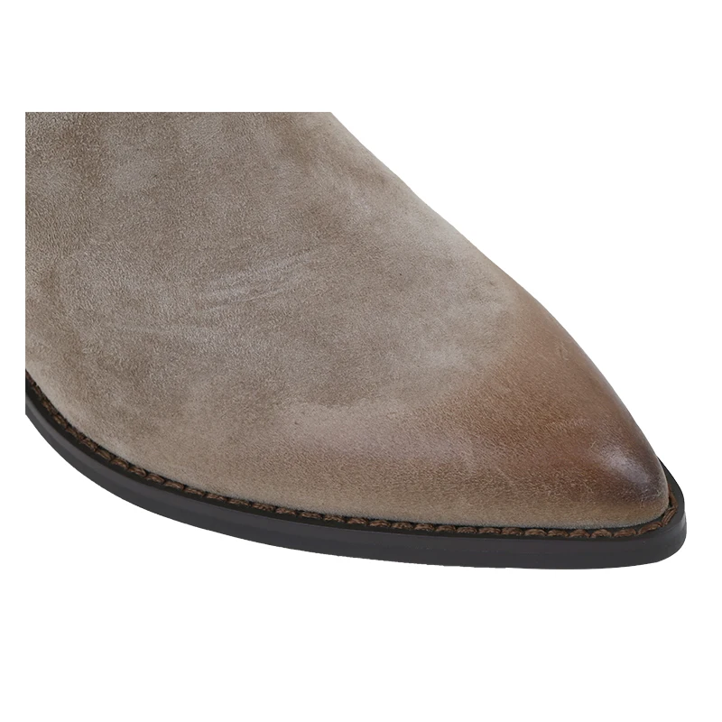 Custom Leather Thigh Cowboy Boots Point Toe High Heels Half Rain Zipper Slip On Winter Genuine Leather Thigh High Boot For Women