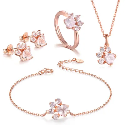 Ювелирный Комплект из колье, серёг, браслета и кольца, из серебра 925 пробы