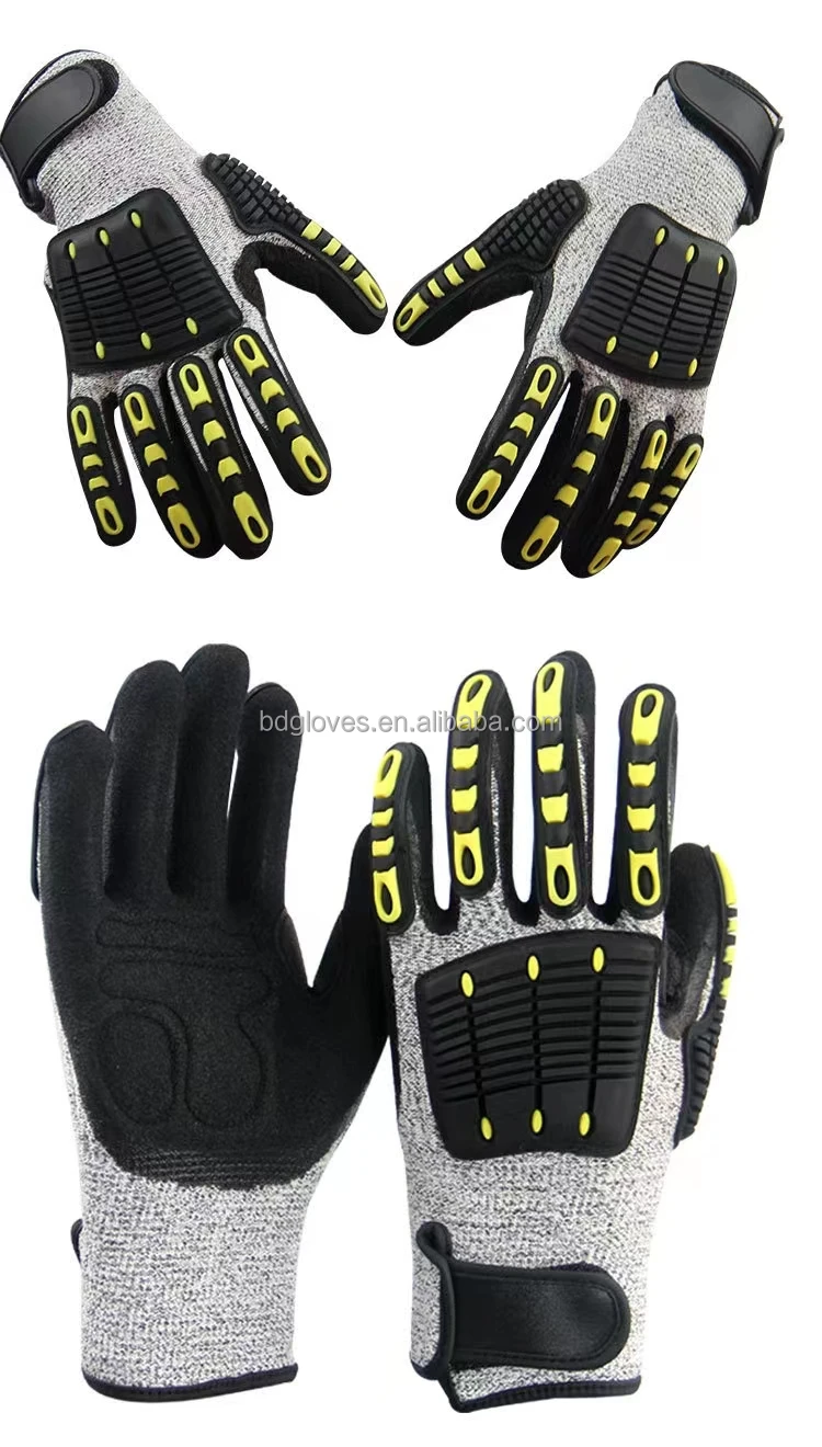 TPR impact cut resistant work out gloves nitrile gloves suppliers reinforced carnaza gloves