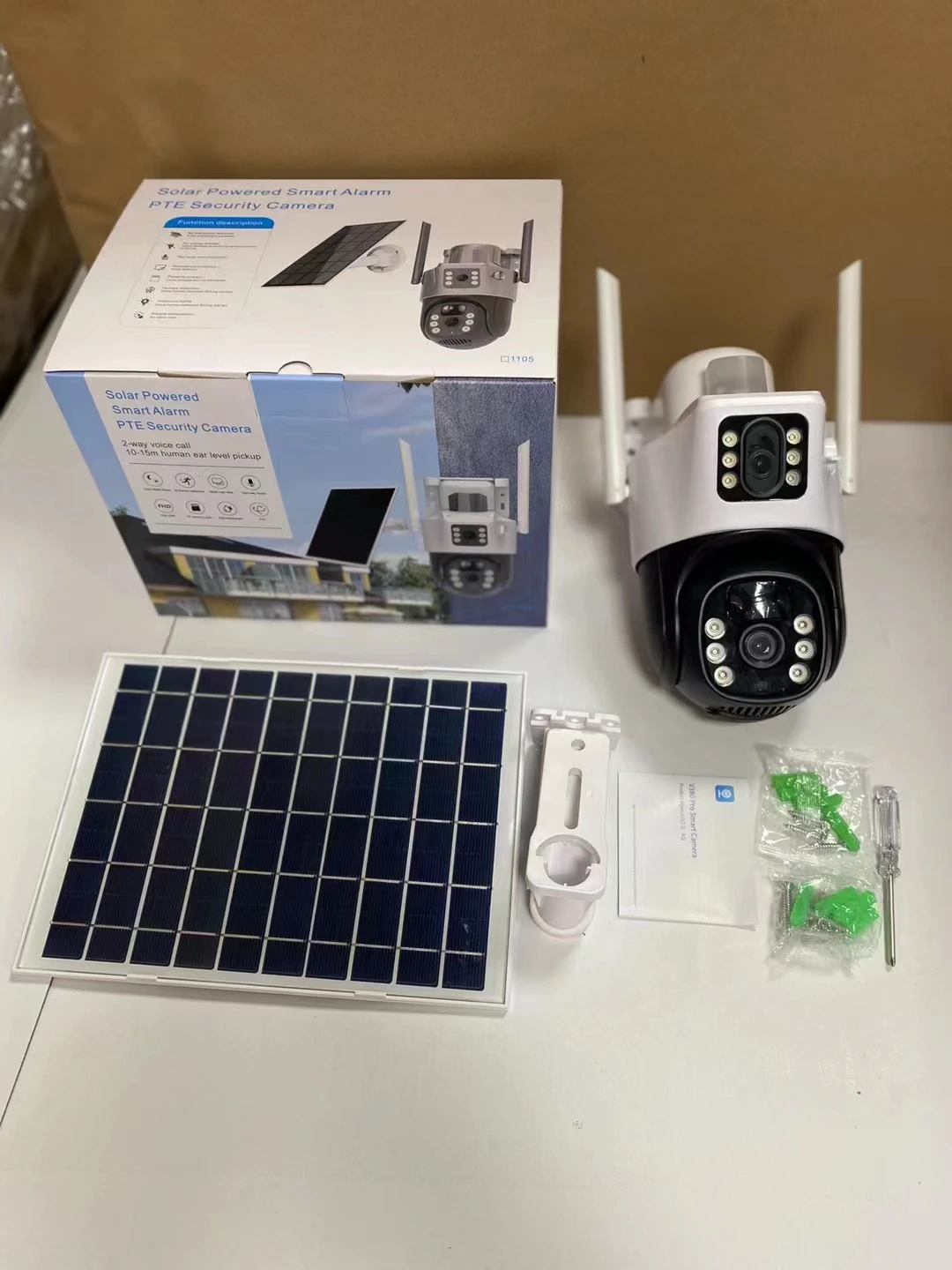 4mp waterproof cctv wireless wifi outdoor dual lens solar security camera