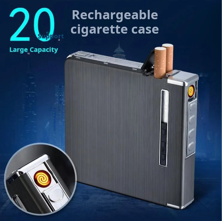 NEW 20 aluminum case usb charging lighter  2 in 1 Multi-function  lighter Replaceable Silk Cigarette Case