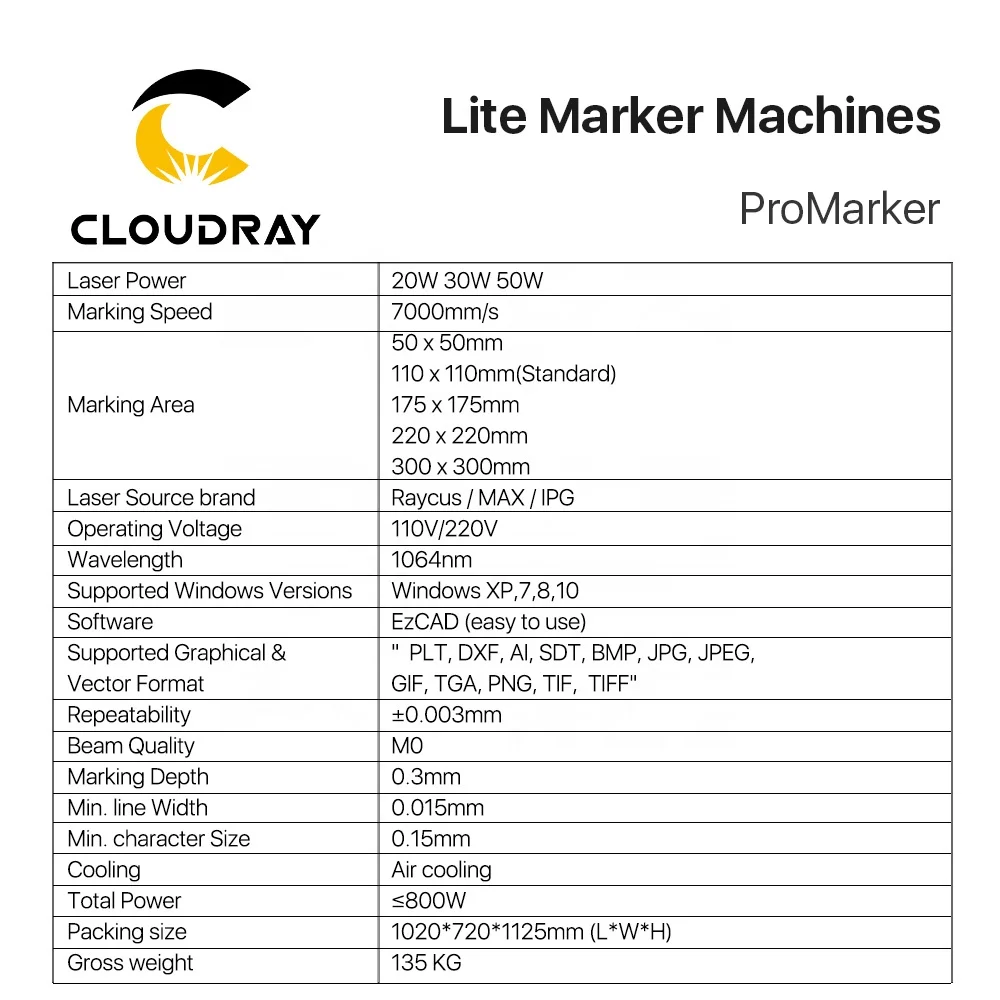  Cloudray BD18 20 Вт 30 50 Raycus источник динамического волокна лазерный маркер лазерная маркировочная машина для