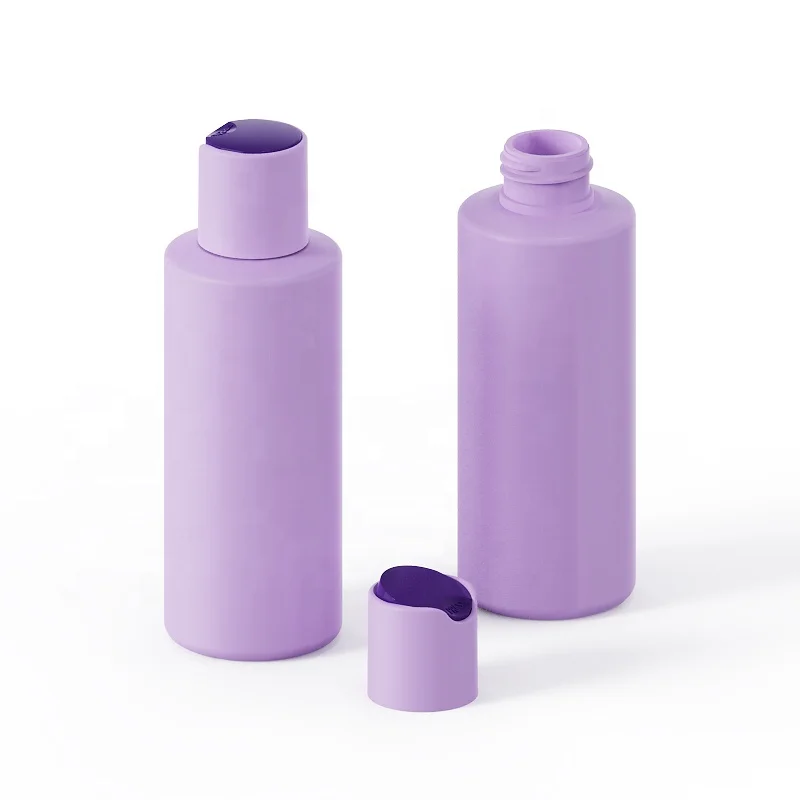 New pink button switch bottle 125ml 300ml custom skin care packaging pet plastic squeeze shampoo body oil wash lotion bottle