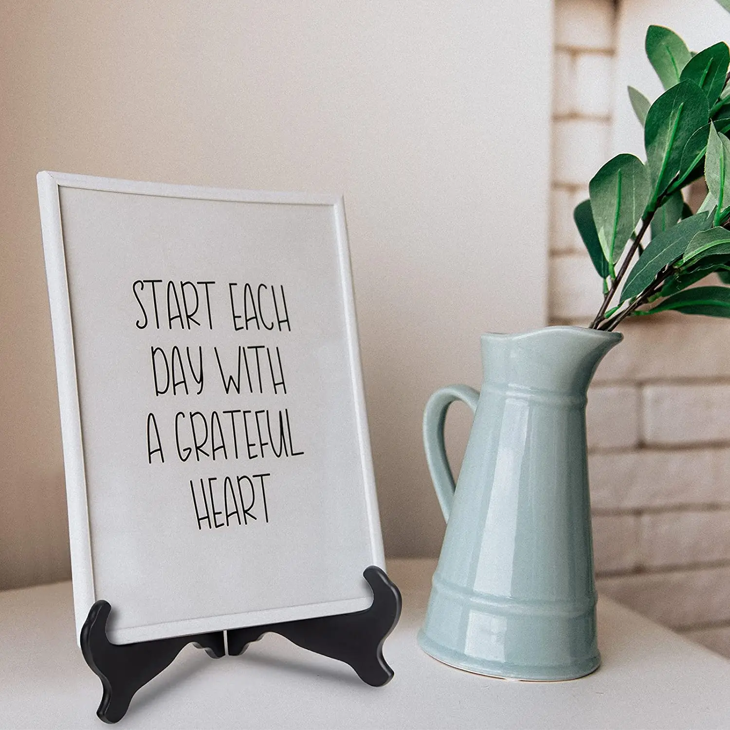 Plate Wood Display Stands Easel Black Wood Holder Decorative Wood Library Decor for Display Picture