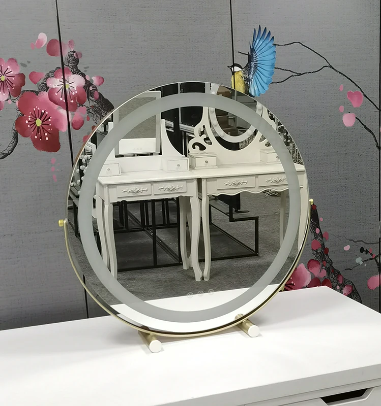 Single-Sided Hollywood Vanity LED Lighting Compact Desktop Makeup Mirror Custom Logo Large Capacity for Home or Hotel Use