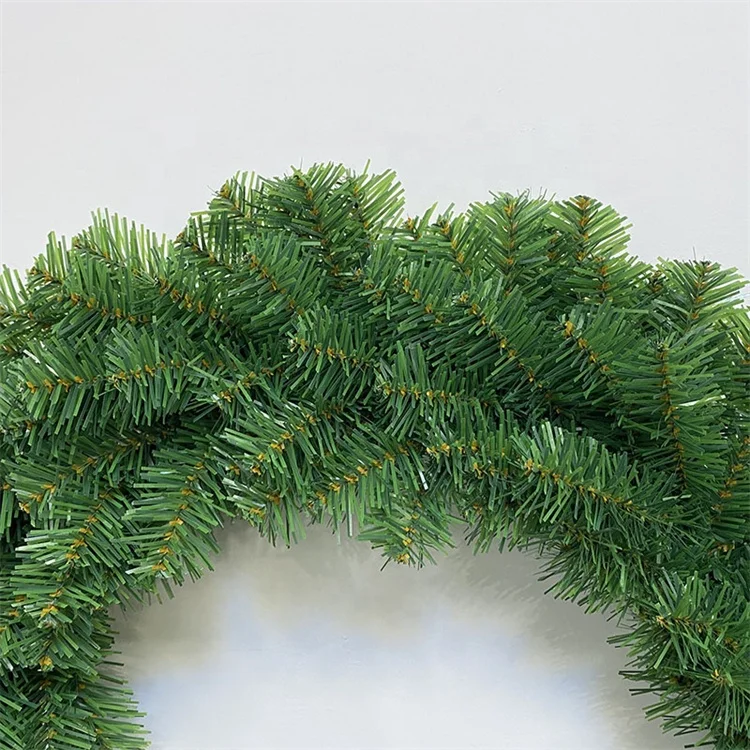 wholesale bulk hanging 12 inch 50cm 60cm green plain flat pvc plastic artificial christmas tree garlands wreaths for front door