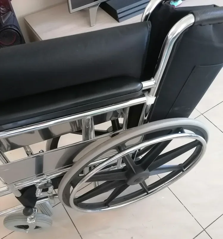 Cheap Transit Steel Wheelchair with Chromed Steel Frame with price list